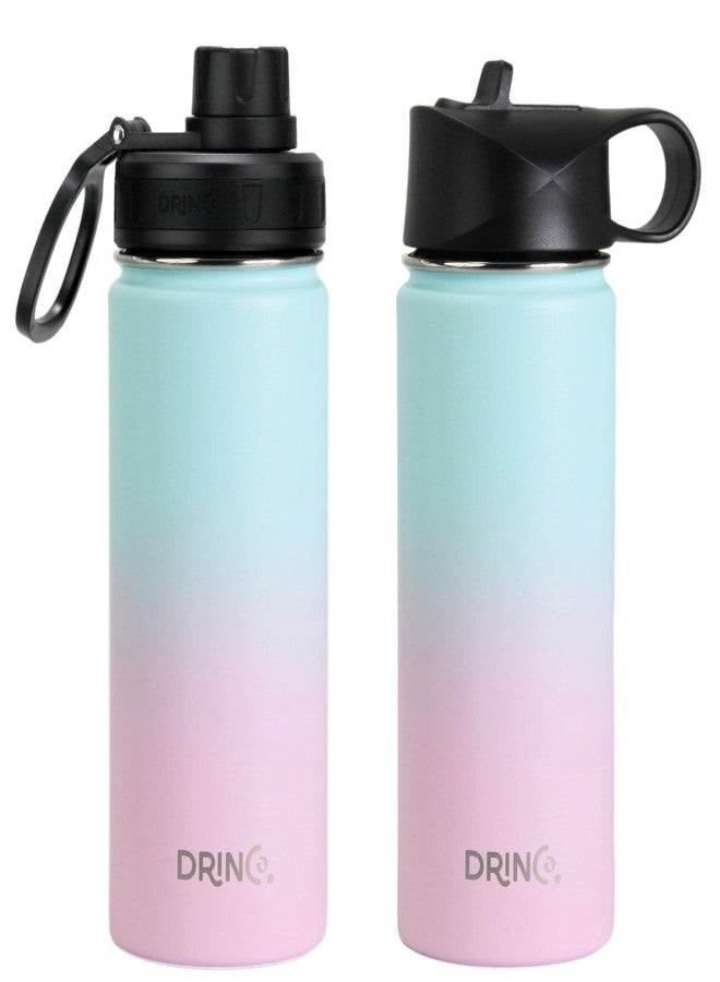 DRINCO Stainless Steel Water Bottle Spout Lid Vacuum Insulated Double Wall Water Bottle Wide Mouth (40oz 32oz 22oz 18oz 14oz) Leak Proof Keeps Cold or Hot (18 oz, 18oz Macaron) - Image 3
